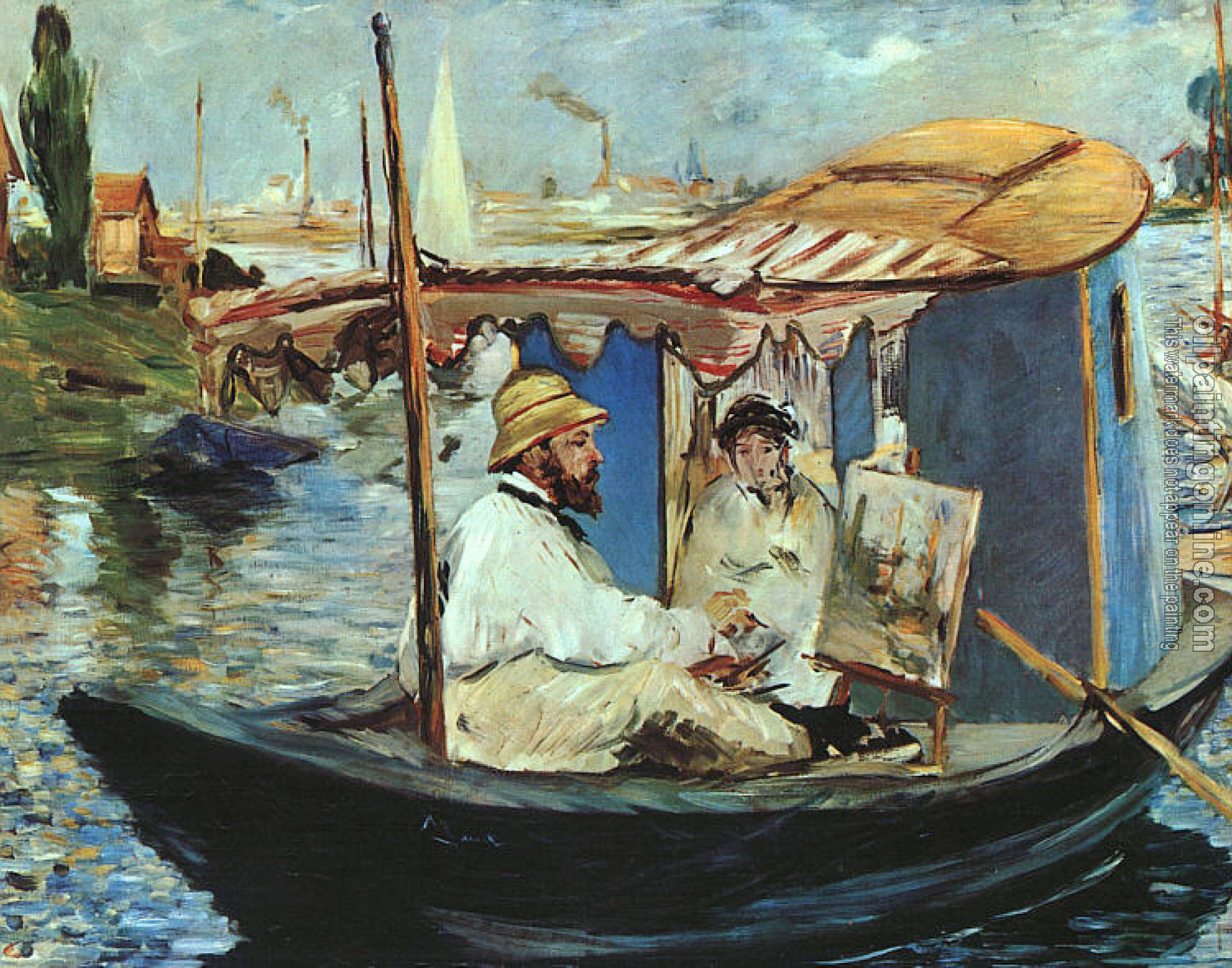 Manet, Edouard - Claude Monet working on his boat in Argenteuil